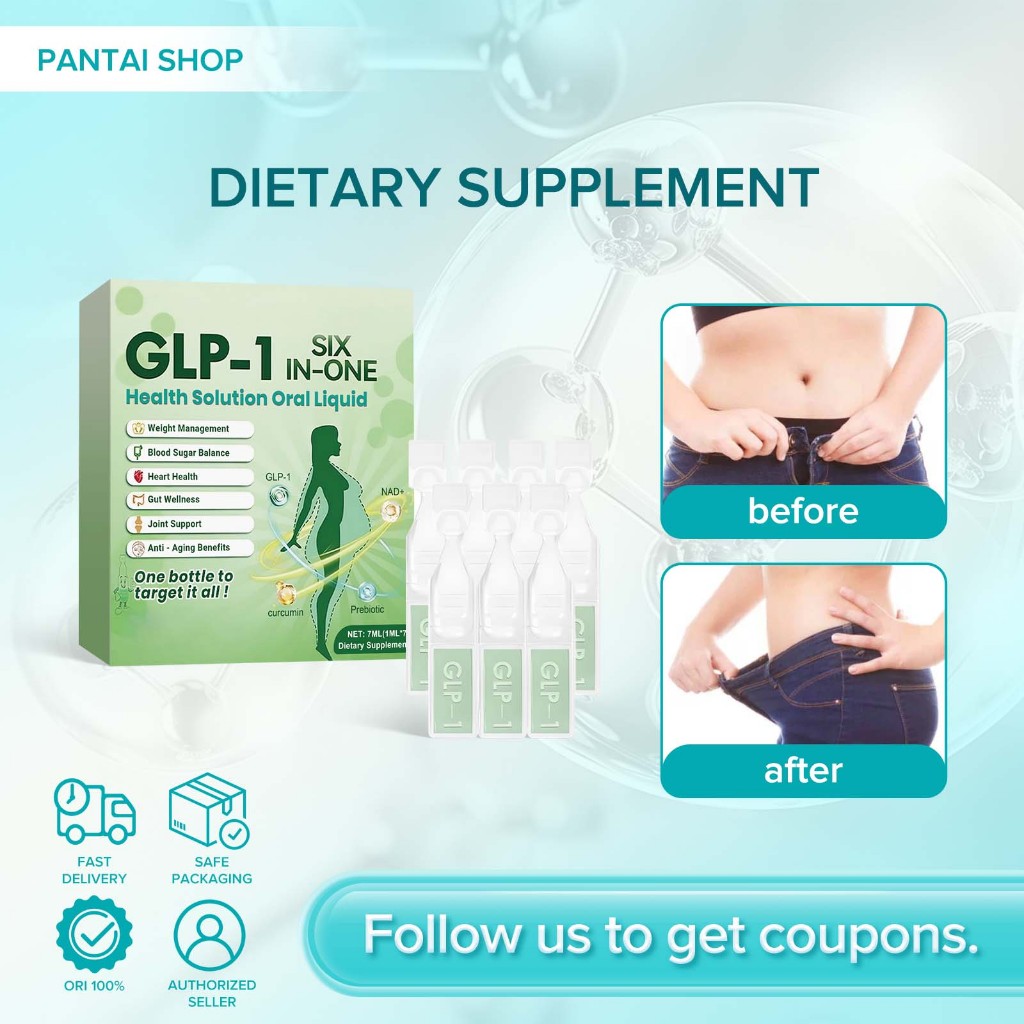 GLP-1 Oral Solution Natural Supplement Drops For Women 1ml*7pcs Nourishment Lightweight Body Fat Burner Detox Drops