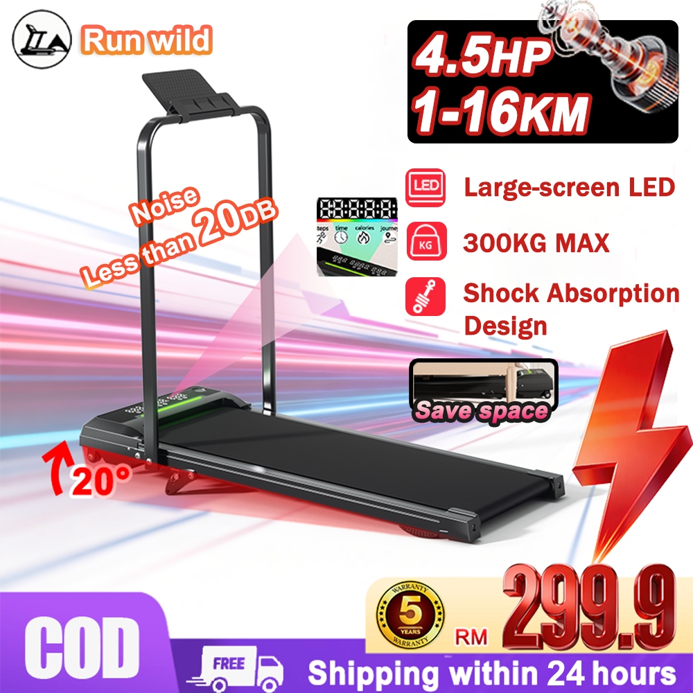 4.5HP 16KM/H Fitness Treadmill with Handle Ultra-Thin Foldable Walking ...