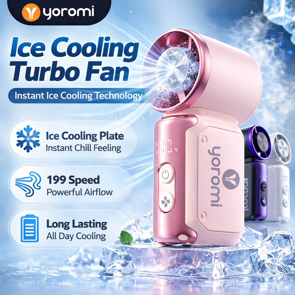 YOROMI 】Ice Cooling Turbo Fan – Portable Mini Handheld Fan with 199 ...