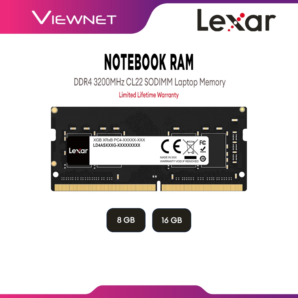 Lexar DDR4 Sodimm 3200Mhz CL22 260-Pin Laptop Memory Notebook RAM ...