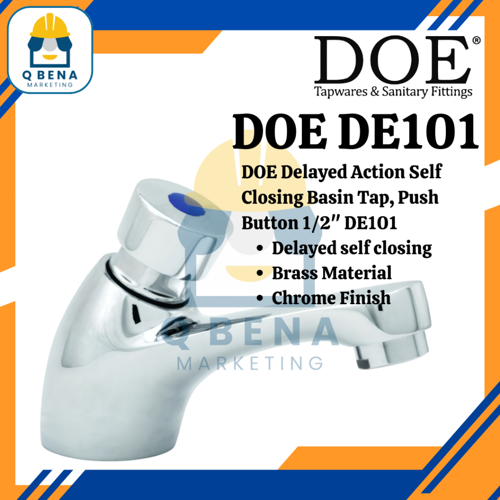 DOE Delayed Action Self Closing Basin Tap, Push Button 1/2