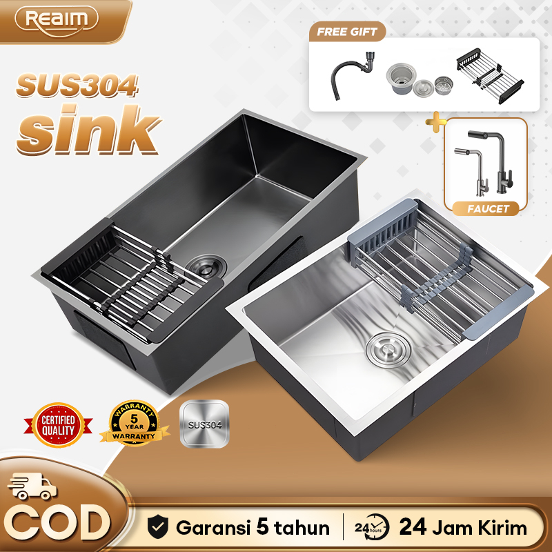 Singki Dapur Nano SUS 304 Sinki Stainless Steel Single Bowl Kitchen ...