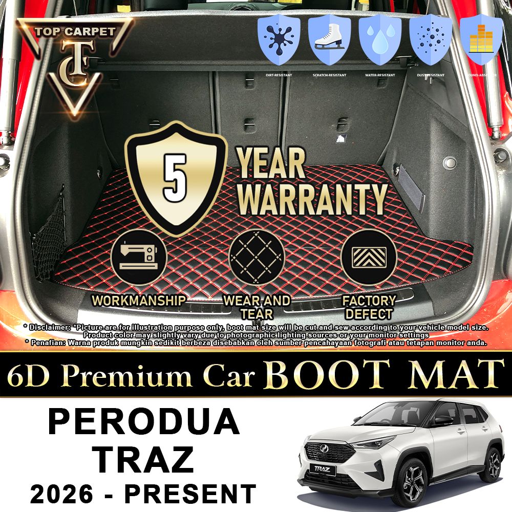 Top Carpet PERODUA TRAZ ( 2026 - PRESENT ) Car Boot Mat PU Leather ...