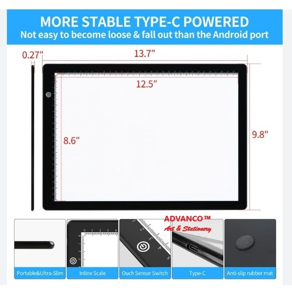 Ultra-Thin Portable LED Light Box White LED Art craft Tracing Light Pad ...