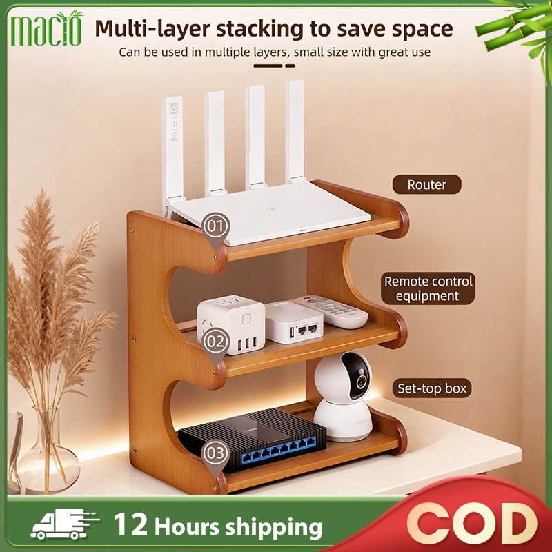 【In Stock】WIFI Router Rack Holder Storage Rack Black/Brown/White Router ...