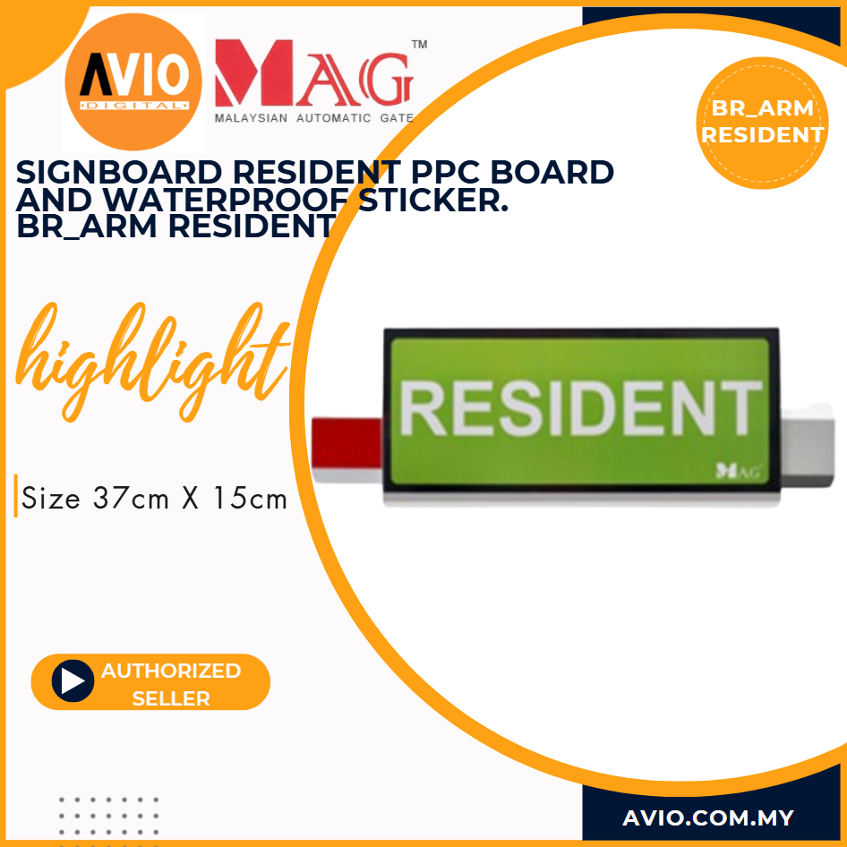MAG Resident Signboard Waterproof Sticker Barrier Gate Arm 37x15cm for ...