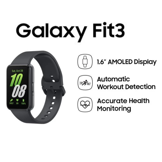 (Ready Stock) Galaxy Fit3 1.6" AMOLED Display 100+ Sport Modes Sleep Tracking Heart Rate Monitoring IP68 Water Resistanc