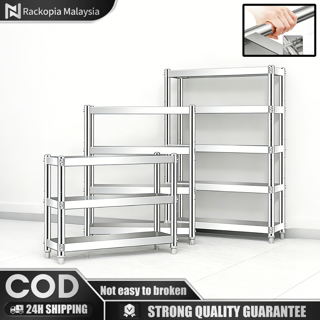 304 Stainless Steel Storage Rack Kitchen Multi-layer Shelving Rak Dapur ...
