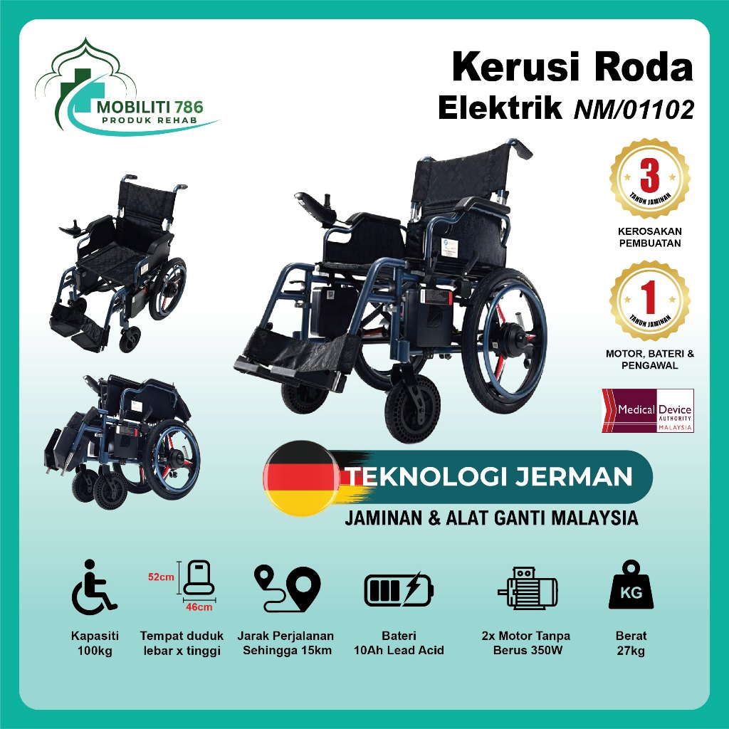 [MDA APPROVED] Kerusi Roda Elektrik Dual Fungsi Menampung 100kg | Dual ...