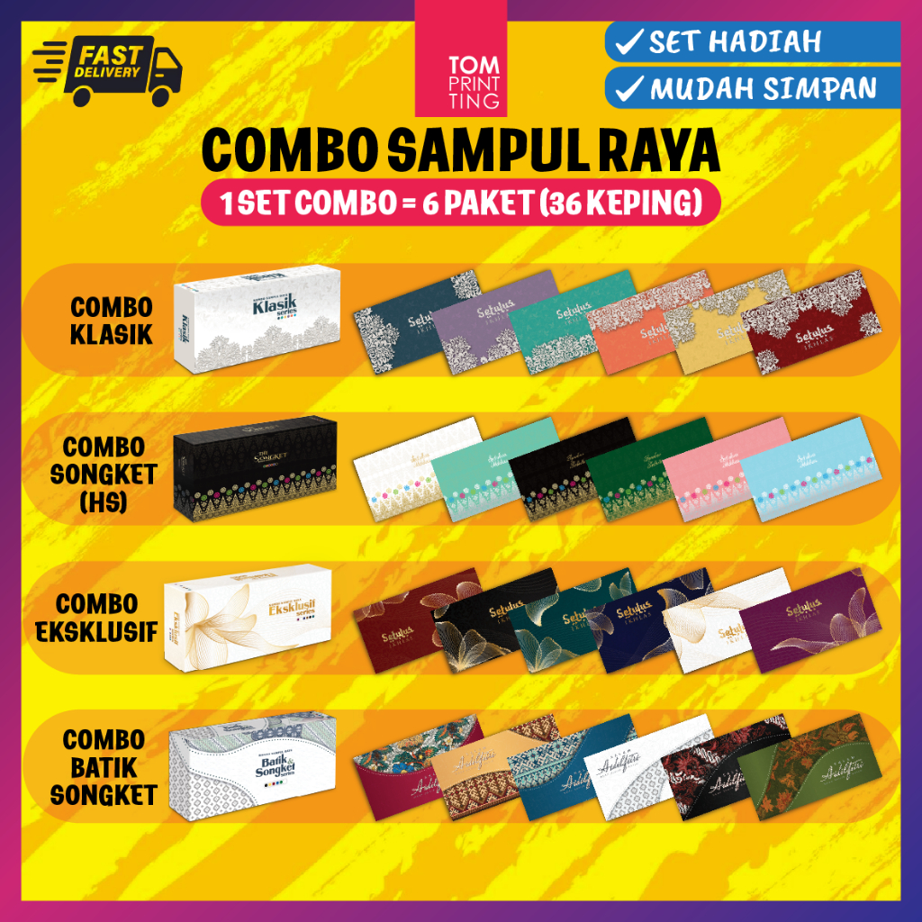 TOM sampul raya 2027 melintang 6pcs landscape combo tema batik songket ...