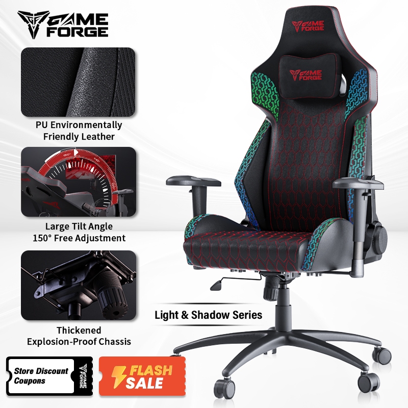 GAMEFORGE Gaming Chair Light and Shadow 4D swivel armrests high back ...