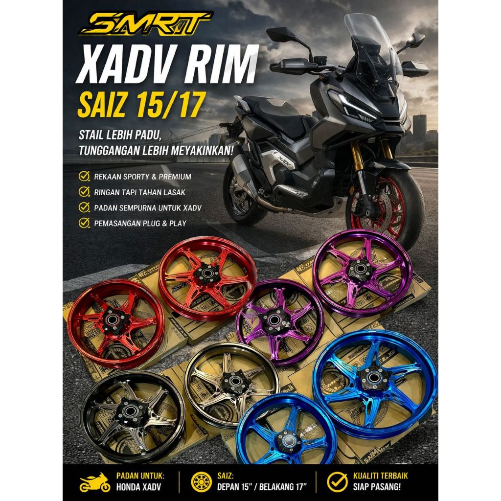 SMRT Racing Forged Aluminium Sport Rim XADV 750 Forged Rim SIZE 15/17 ...