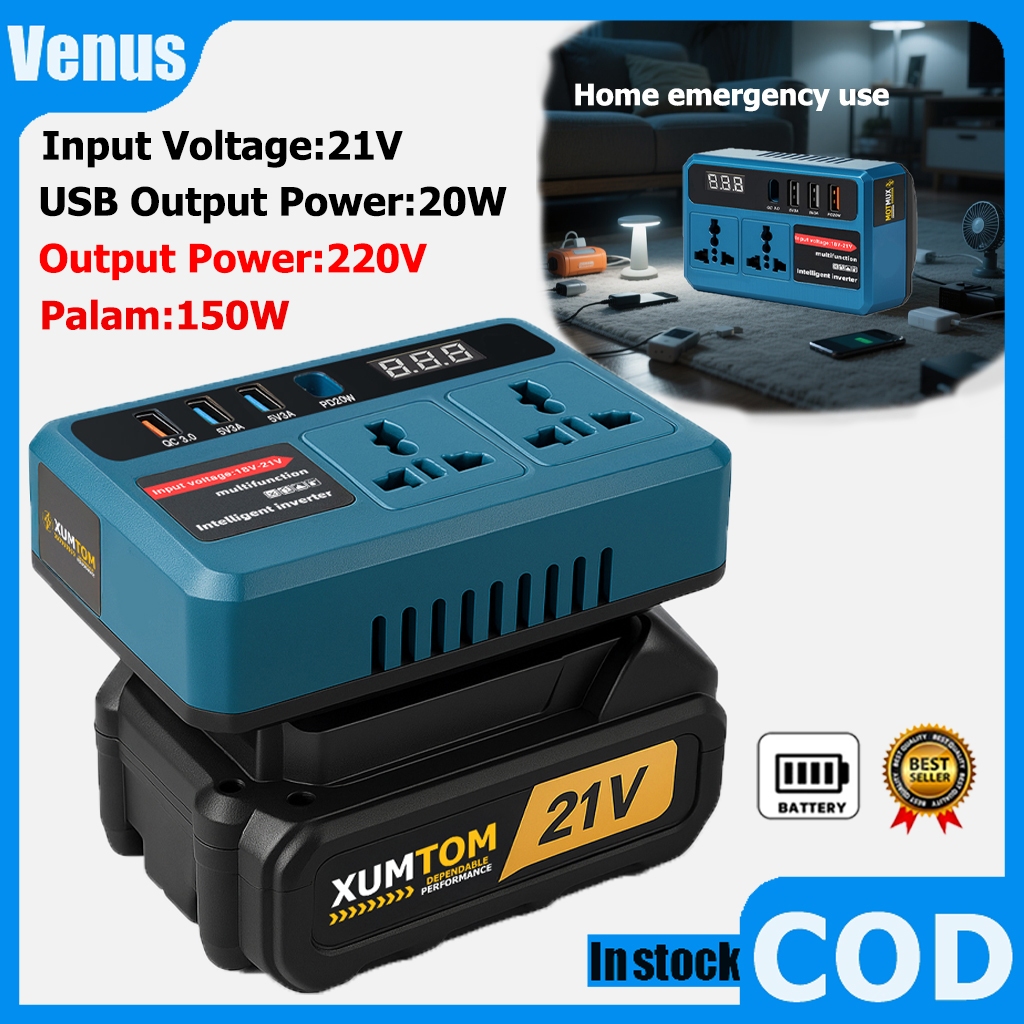 Portable Power Inverter 12V to 220V Extension 2 Plug Universal Socket ...