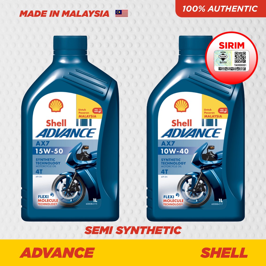 SHELL ADVANCE AX7 4T 10W40 15W50 Semi Synthetic Engine Oil (1L) SIRIM ...