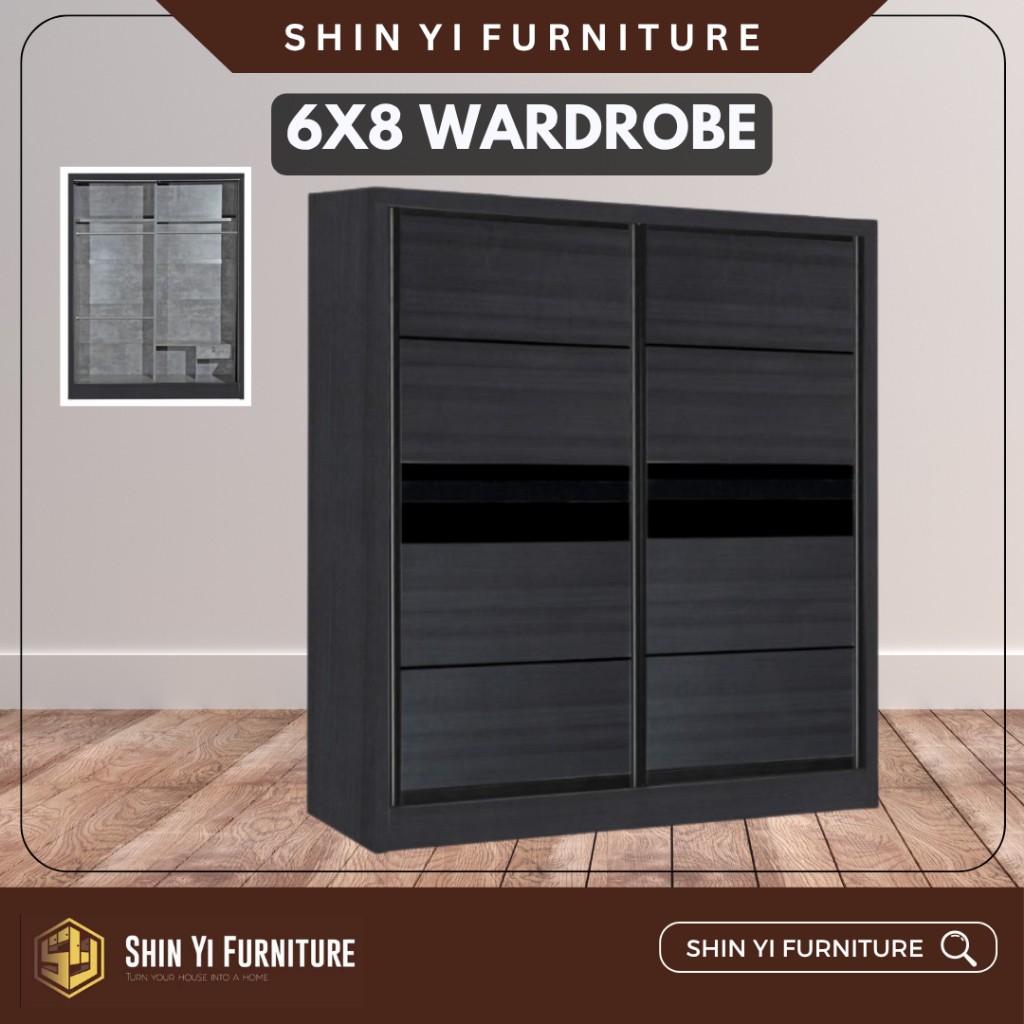 [SARAWAK] 6FT Sliding Doors Wardrobe/Almari Baju Besar/Almari Pakaian ...