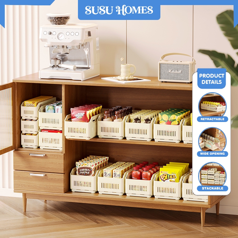 SUSU HOMES Cabinet Retractable Storage Basket Kitchen Multifunctional ...