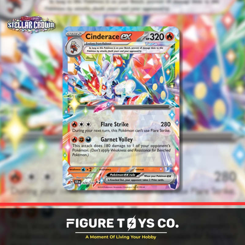 028 142 pokemon card Cinderace ex 028/142 - Stellar Crown Lot Darkness Garnet Volley This attack does 180 damage to 1 of your opponents Pokmon Cinderace Ex 028/142 Double Rare