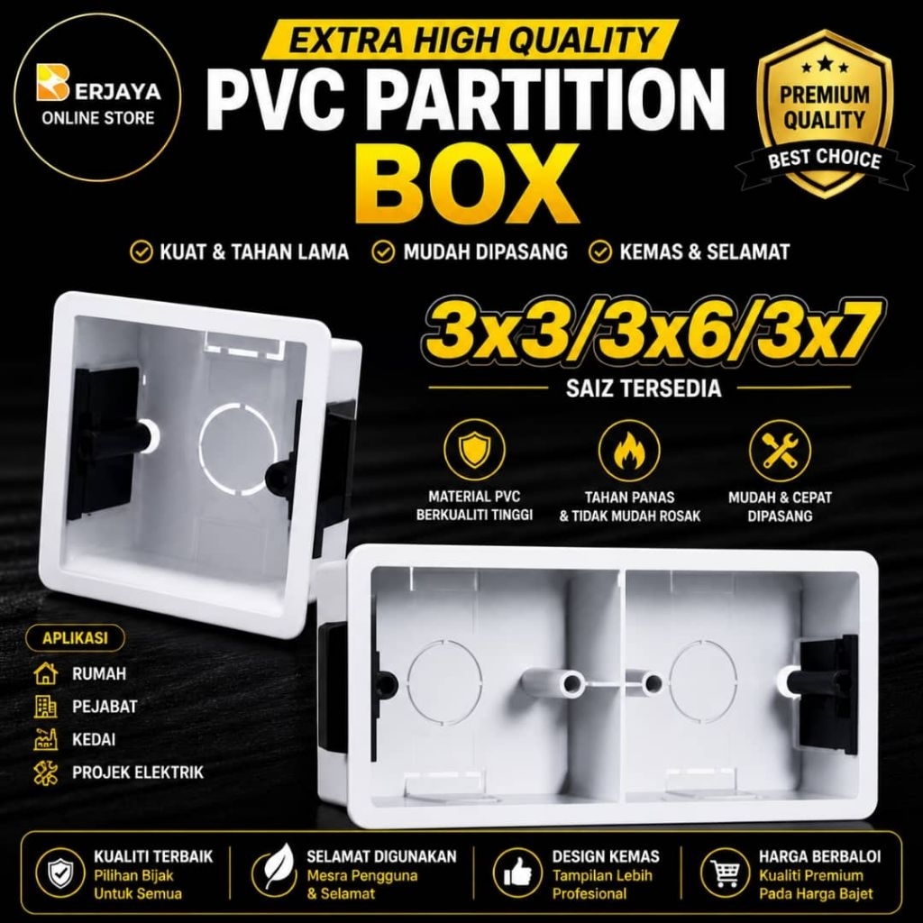 （READY STOCK)ELECTRIC SWITCH & SOCKET PVC PARTITION BOX 3X3/3X6/3X7 ...