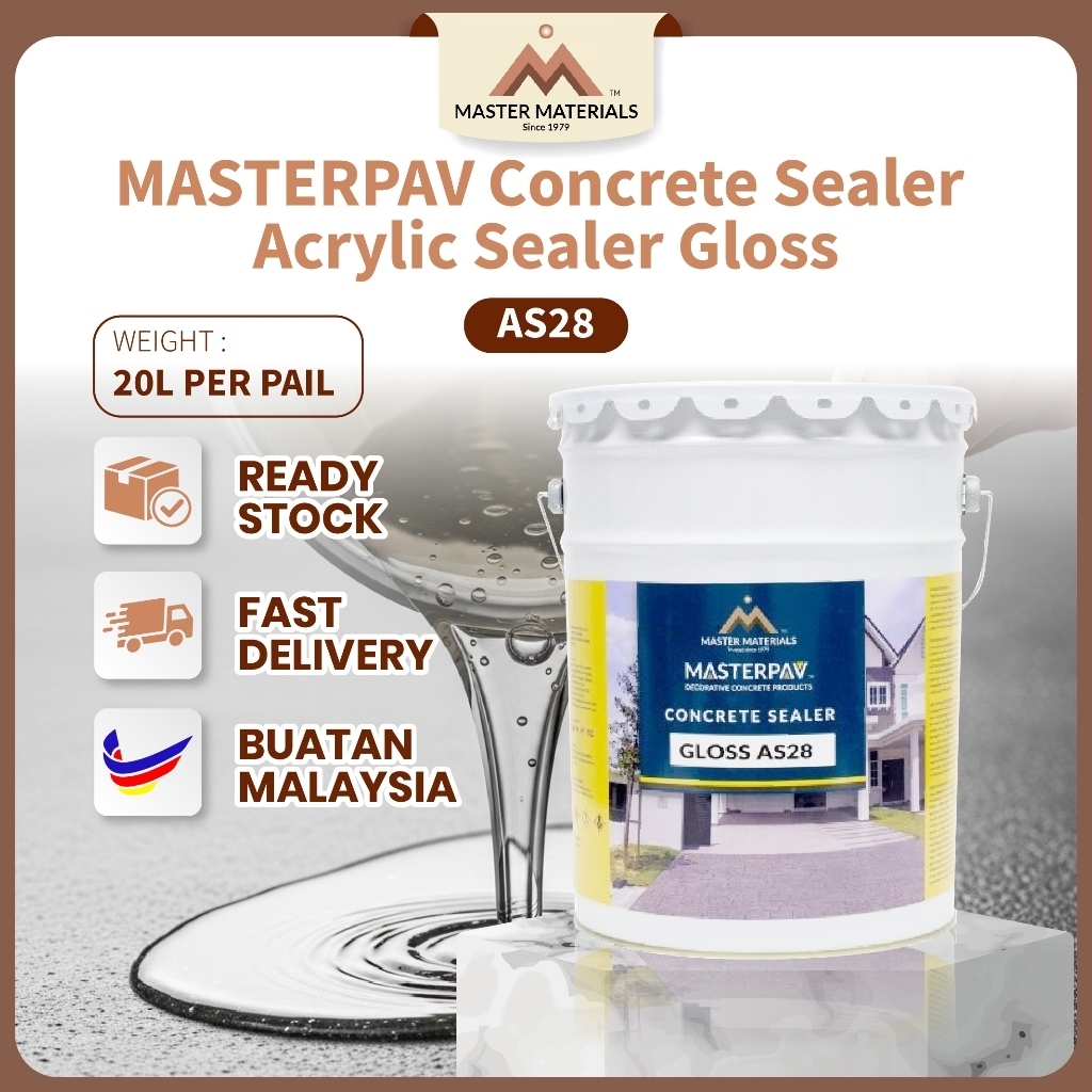 MASTERPAV Concrete Sealer Acrylic Sealer Gloss (20L) AS28 Pengilat ...