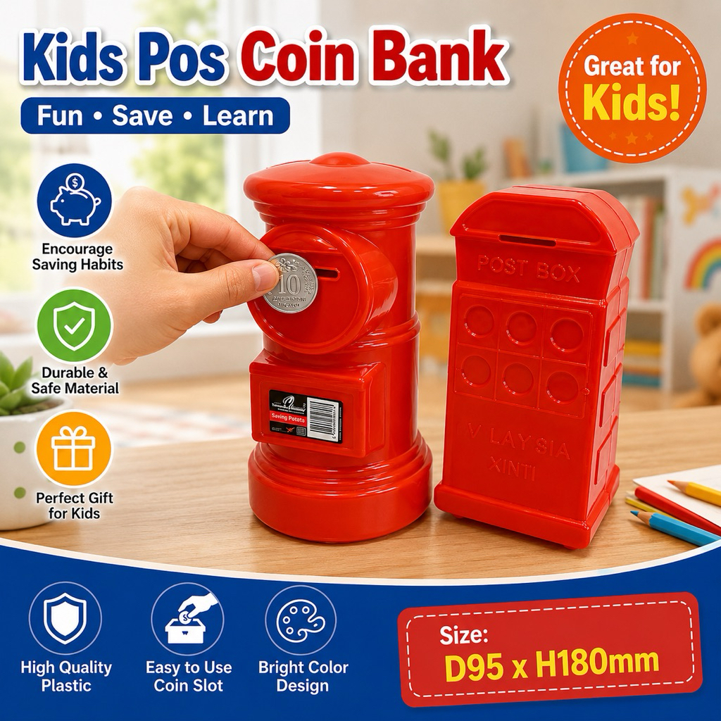 Applelady Kids Pos Box Coin Bank/ Pos Box Bank/ Tabung Duit Kanak-kanak ...