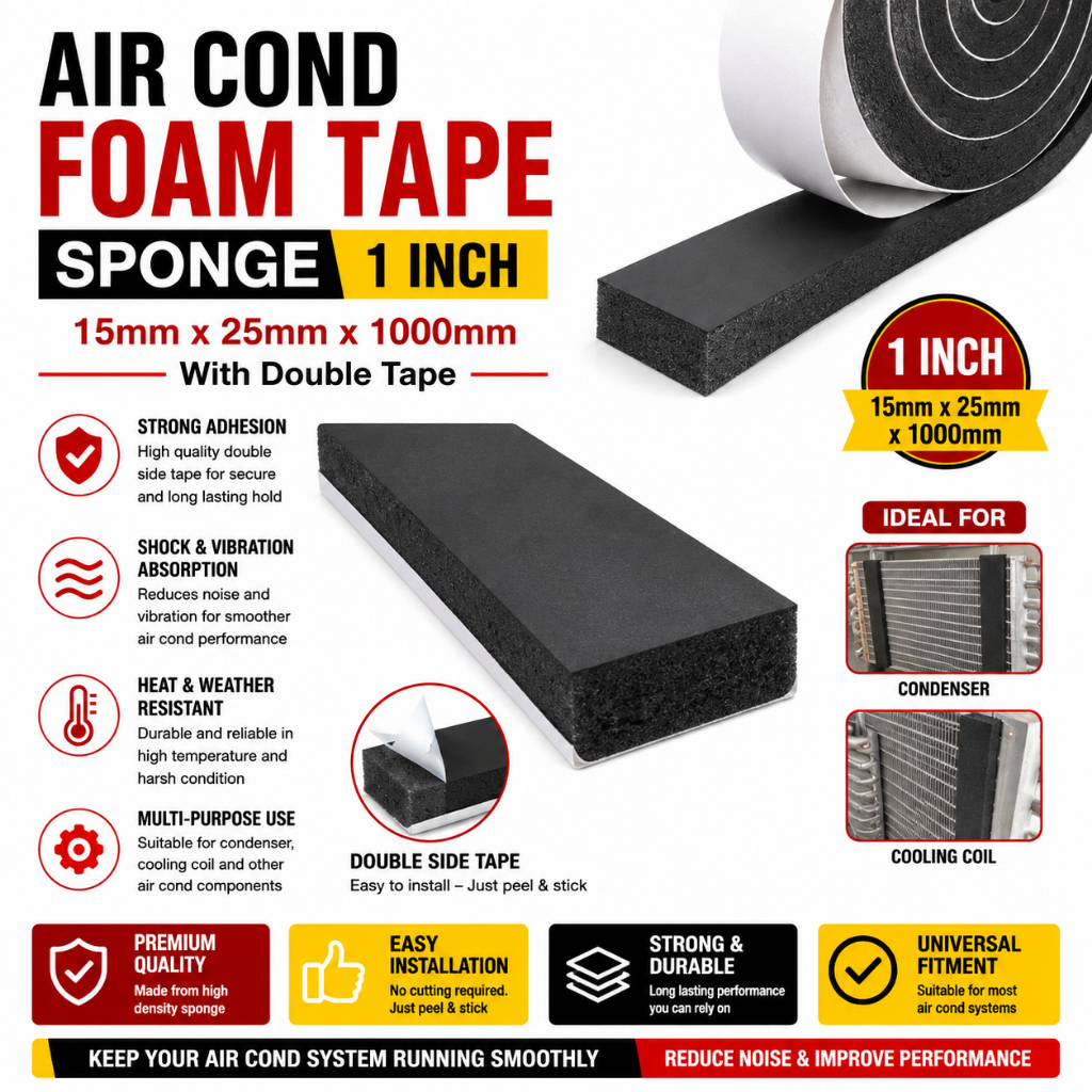 AC Foam Tape Sponge 15x25x1000mm 1 Inch Double Sided For Aircond ...