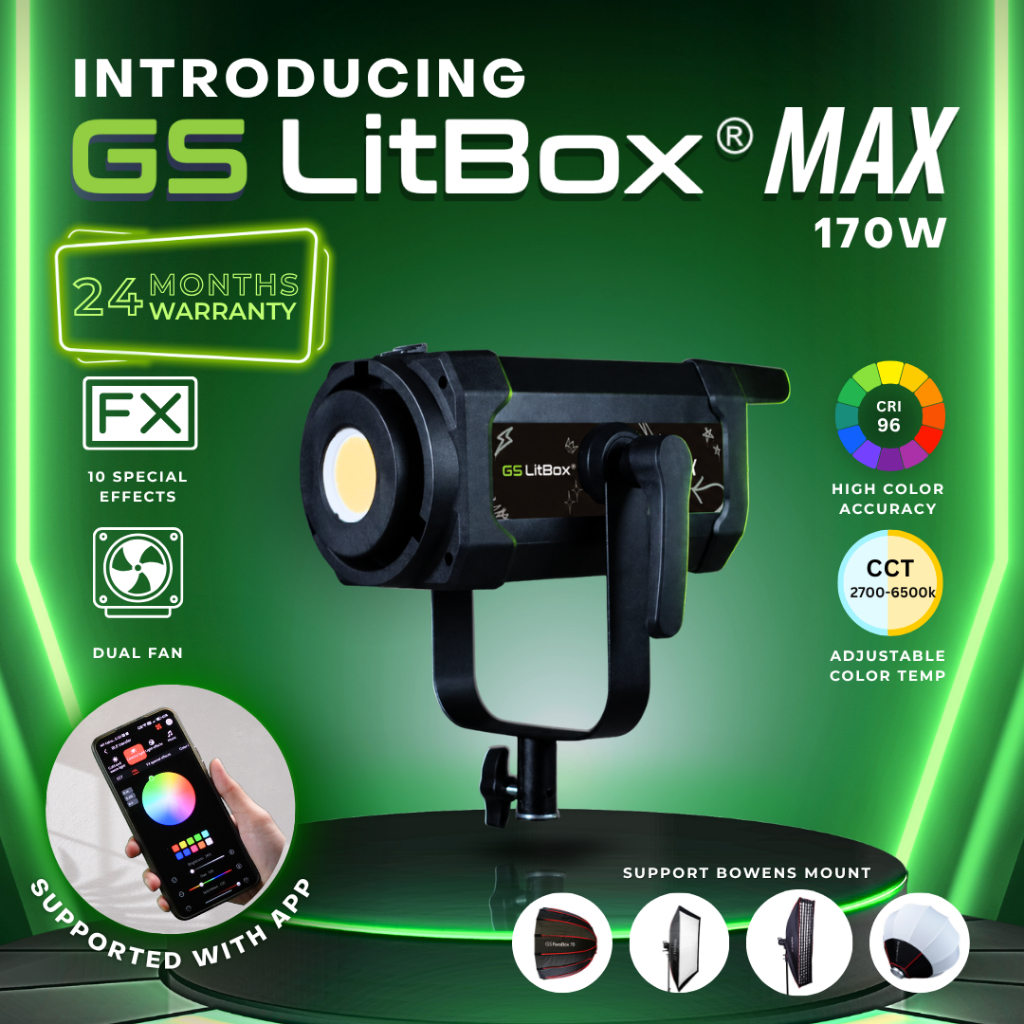 GS LITBOX MAX COB LED LIGHT ADJUSTABLE COLOR TEMPERATURE BOWENS MOUNT ...