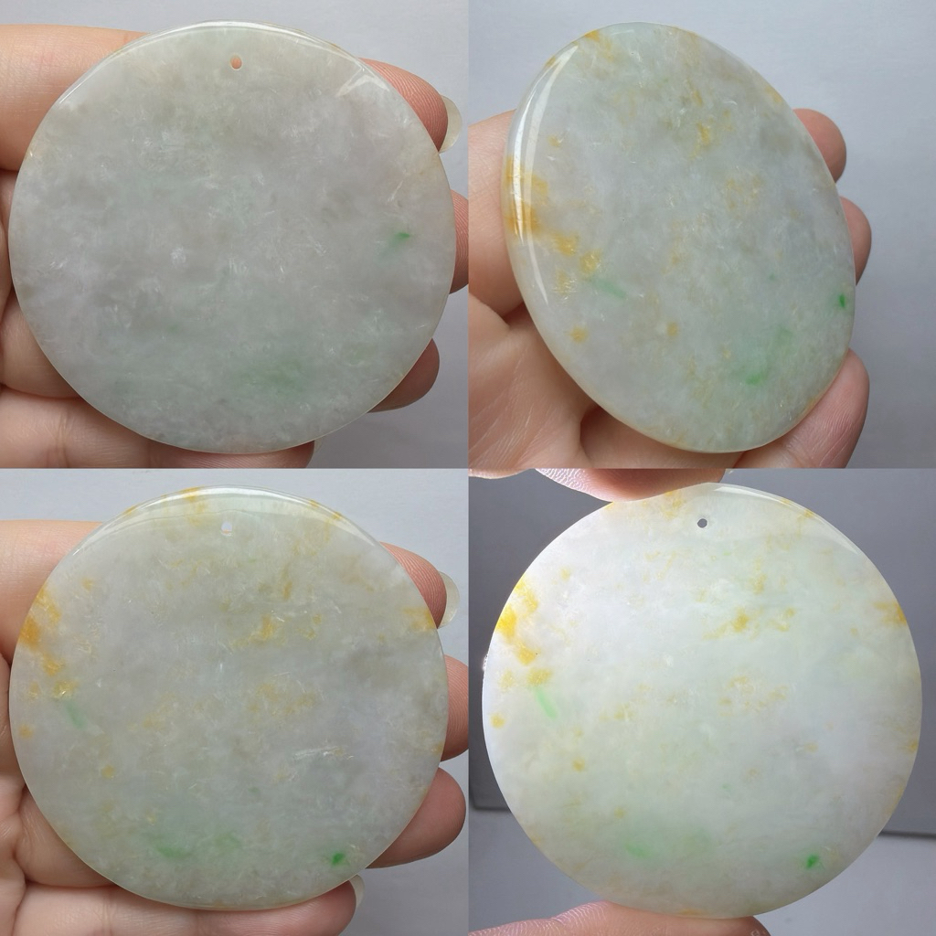 纯天然翡翠玉Jade Pendant 平安无事牌天然真玉翡翠冰胶绿色飘花绿色