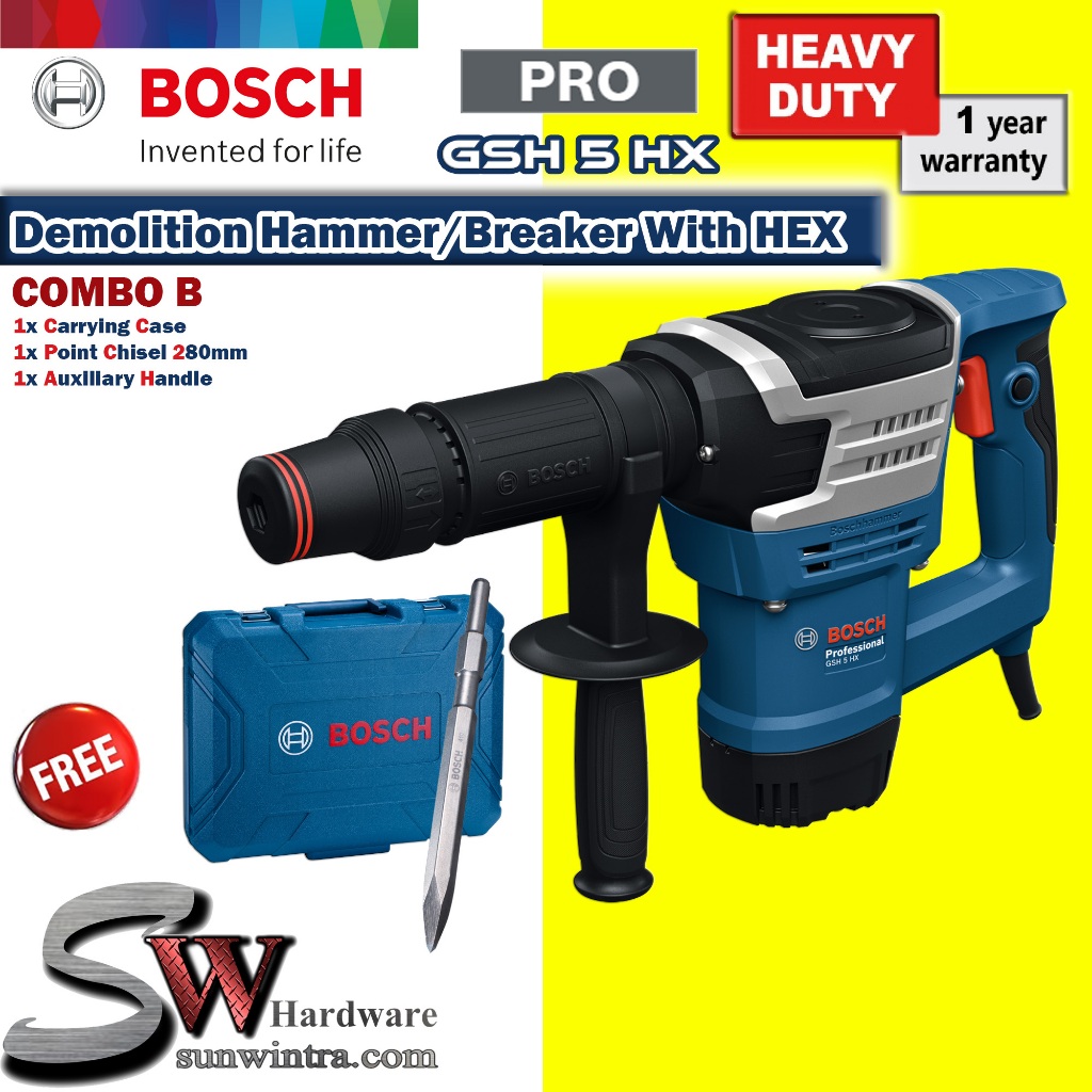 BOSCH Demolition Hammer / Breaker with Hex GSH 5 HX GSH5HX, 1x ...