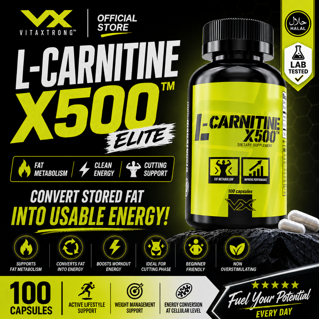 l carnitine x500 VITAXTRONG™ L-Carnitine X500 Elite | Fat Metabolism • Beginner Friendly •  Cutting phase • Energy Conversion | Halal [VX]