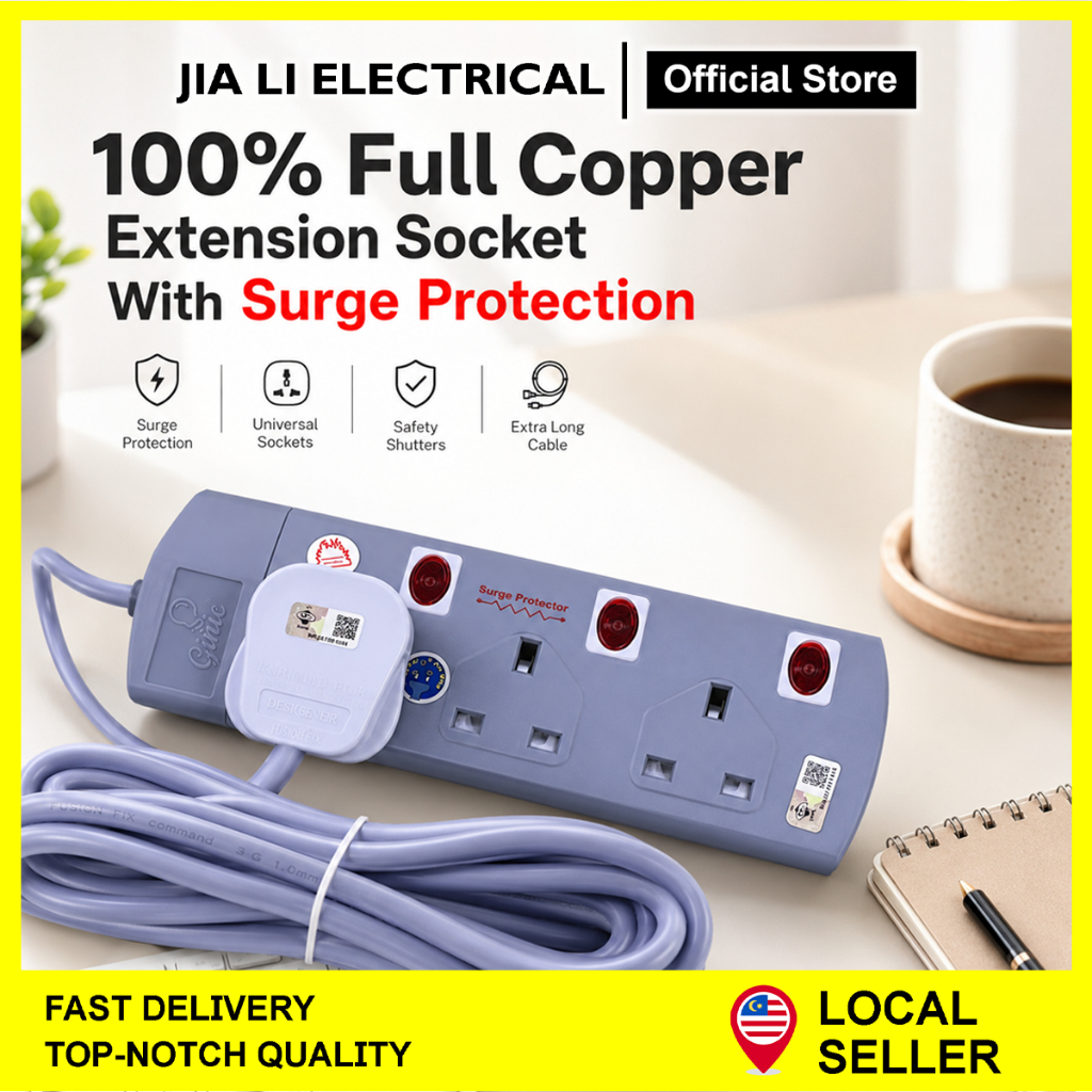 [SIRIM] 100% Full Copper Wire 2/3/4/5 Gang Portable Extension Trailing ...