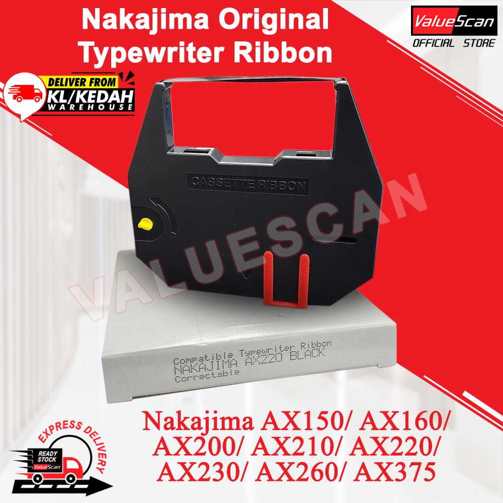 Nakajima Original Typewriter Ribbon (AX150/AX160/AX200/AX210/AX220/AX23 ...