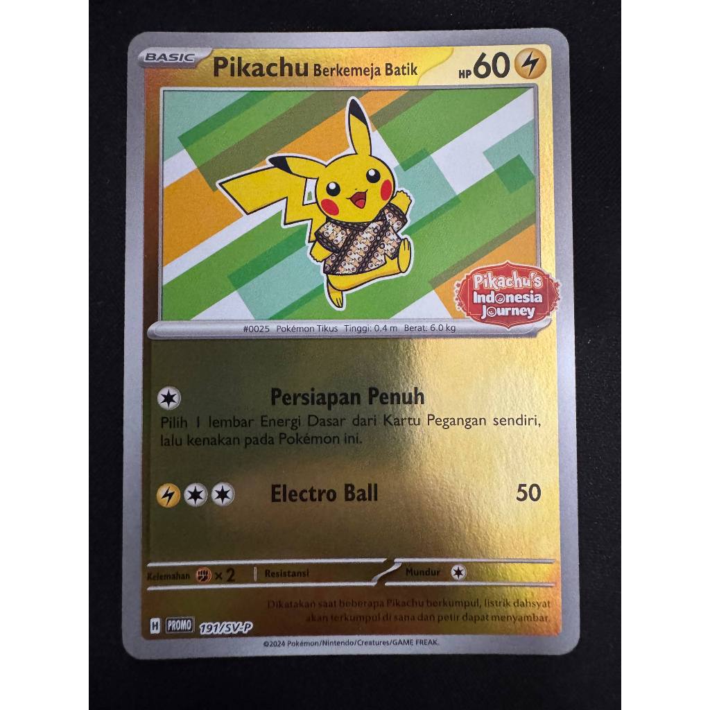 2024 Pokemon Indonesian Sv-P Promo 191 Pikachu In Batik Shirt