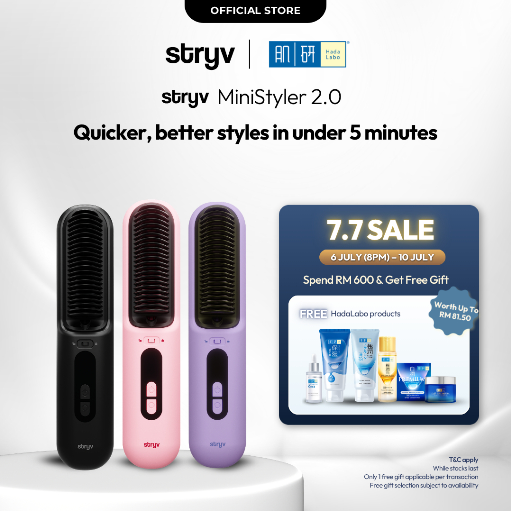 【NEW】Stryv MiniStyler 2.0 | Cordless Hair Straightening Comb | 6 Heat ...