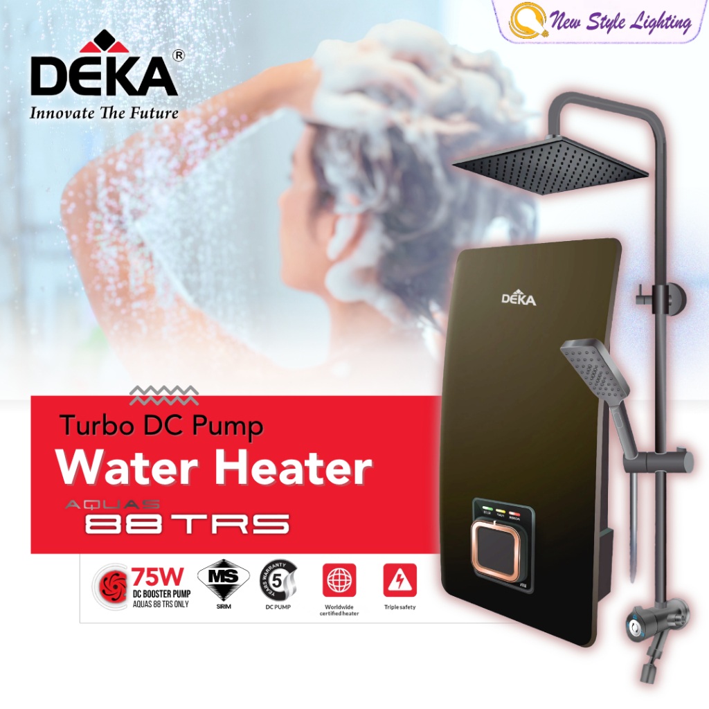 DEKA AQUAS 88 TRS Turbo DC Inverter Pump Rain Shower Instant Heat Water ...