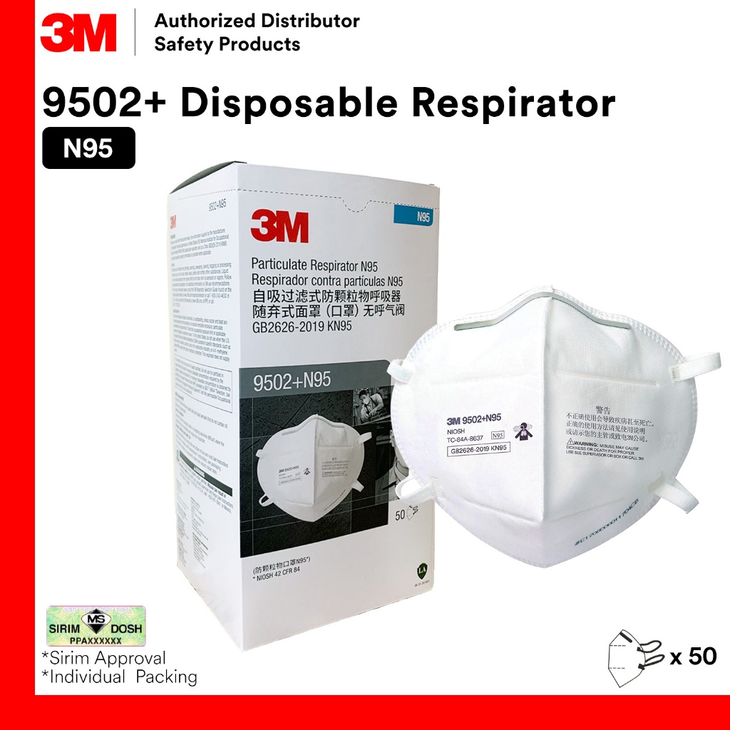 3M 9502+ N95 & KN95 3M 9502V+ P2 & KN95 Particulate Disposable ...