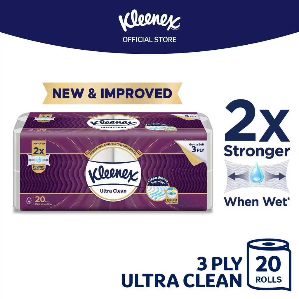 20 Rolls [NEW] Kleenex Ultra Clean 3 Ply Toilet Tissue 20 rolls ...