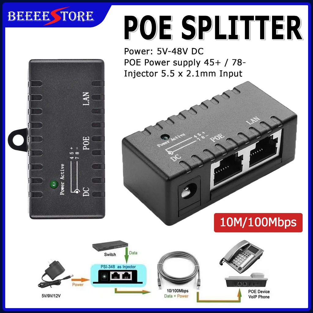 POE Splitter RJ45 DC 5.5 x 2.1mm Input Passive Poe Injector Splitter ...