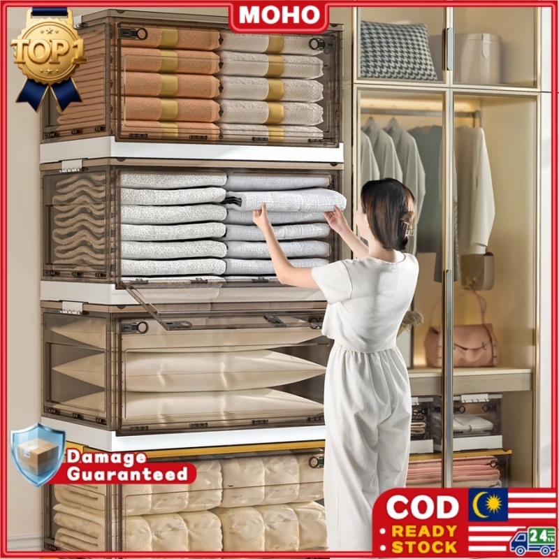 Large Capacity Foldable Storage Box with Lid Stackable Organizer ...