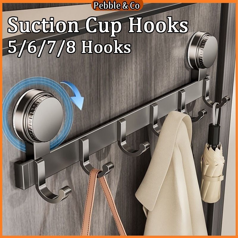 No Drill Suction Cup Hook for Behind Doors Metal Hook Removable Suction ...