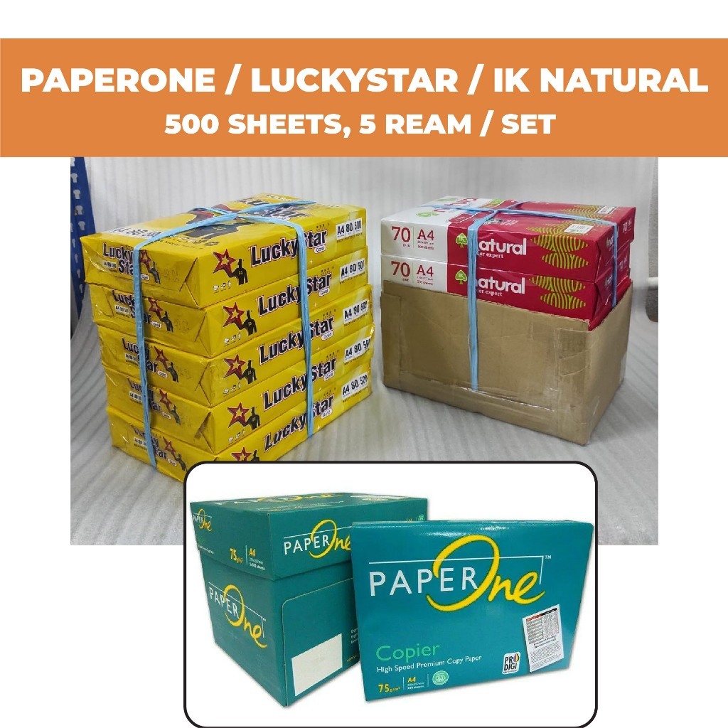 【OFFER】PAPERONE / LUCKYSTAR / IK NATURAL A4 70gsm 80gsm 500 Sheets ...