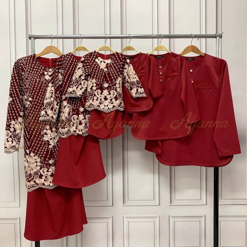 Set Family Ruby Red. Baju Raya 2023. Baju Raya Plussize. Sedondon Ibu ...