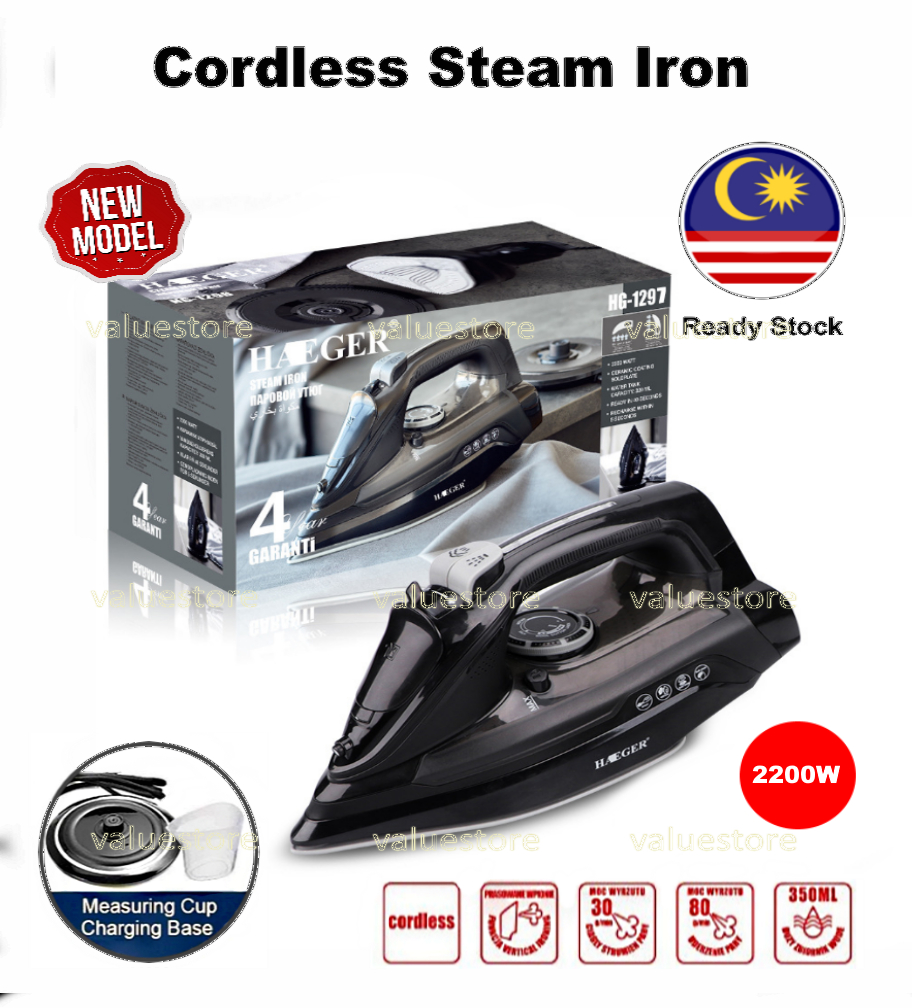 Cordless Steam Iron Formerly Haeger RAF Ceramic Electric HG 1297