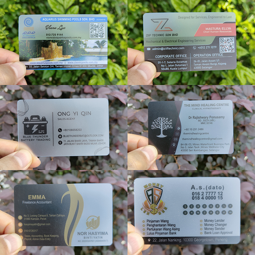 (Customized PVC Name Card) Frosted Transparent Plastic Printing ...