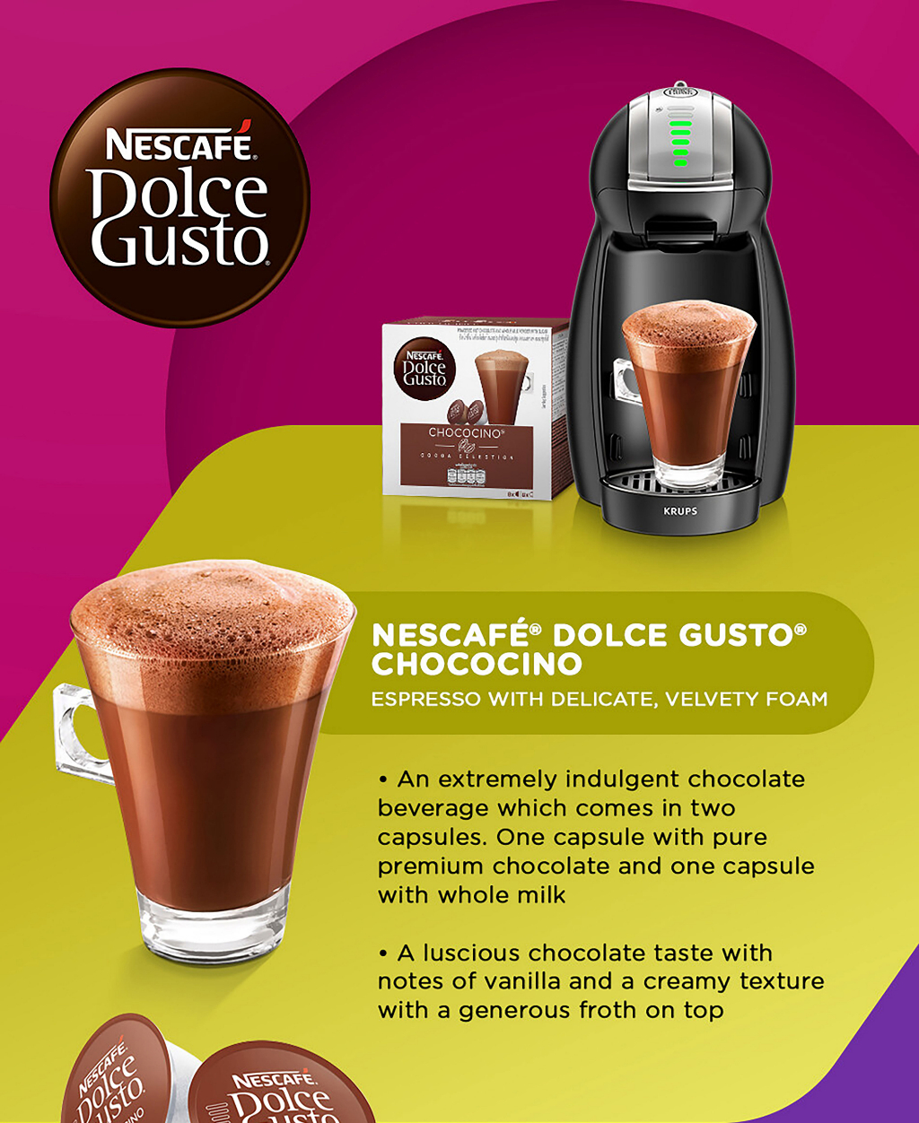 50 x Dolce Gusto Chococino Milk Pods Only (No Choco Pods)