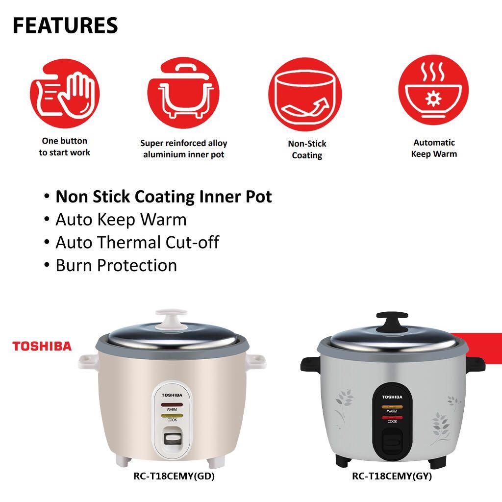Toshiba RC-T18CEMY 1.0L 1.8L 2.8L Conventional Rice Cooker | Shopee ...