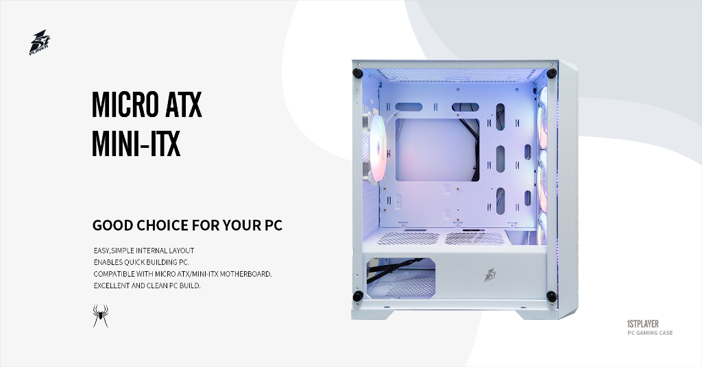 1st Player Trilobite T5 White | Micro ATX Side Tempered Glass M-ATX ...