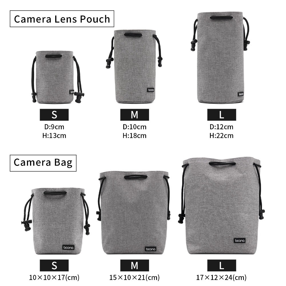 Baona Camera Bag Waterproof Oxford Lens Drawstring Pouch Protect Case ...