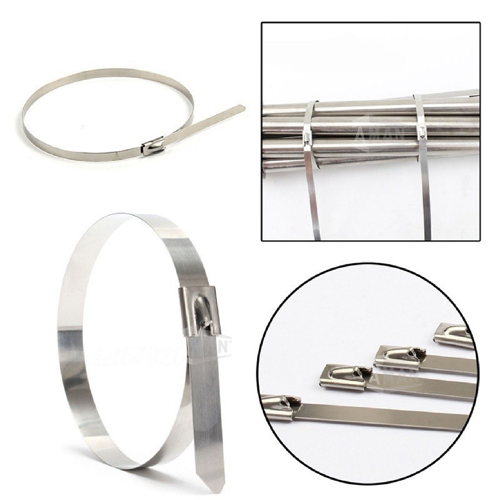100pcs SUS 304 Stainless Steel Marine Metal Cable Ties Locking Wire ...
