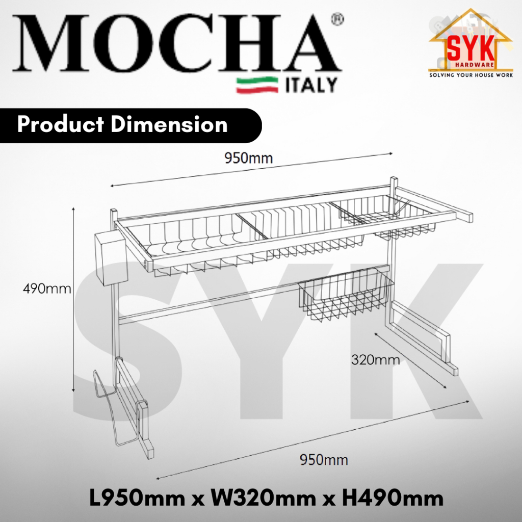 SYK (FREE SHIPPING) MOCHA MDR11202 Kitchen Rack Stainless Steel Dish ...