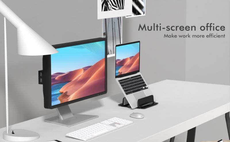 Desk Organizer Aluminium Double Slot Vertical Laptop Stand Desktop ...